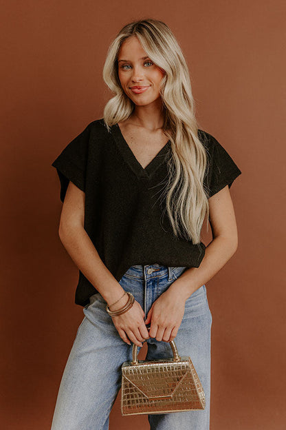 Storybook Charm Knit Vest Top in Black