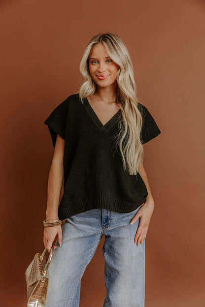 Storybook Charm Knit Vest Top in Black