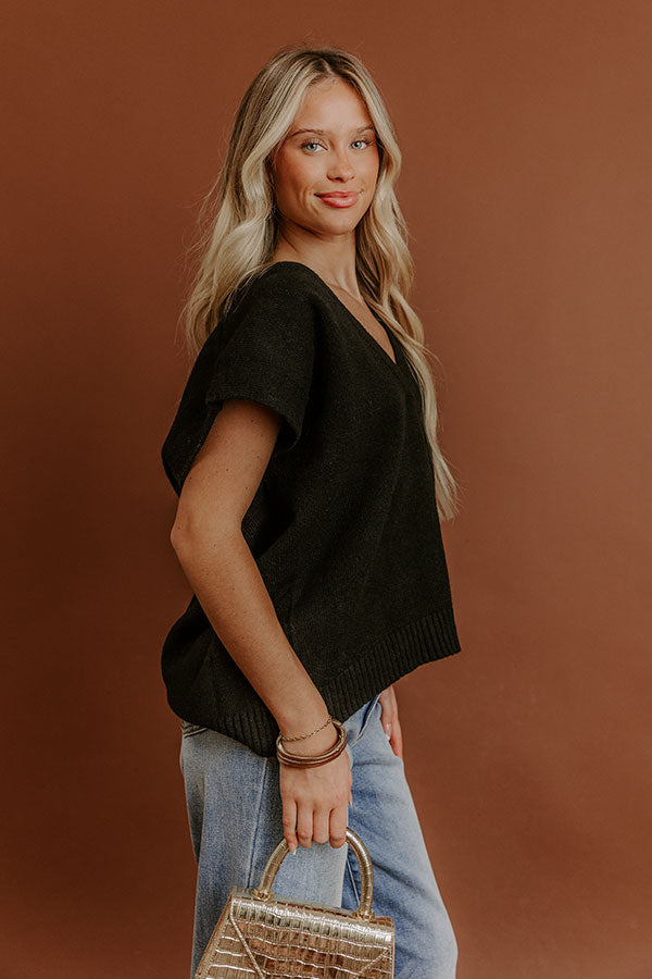 Storybook Charm Knit Vest Top in Black