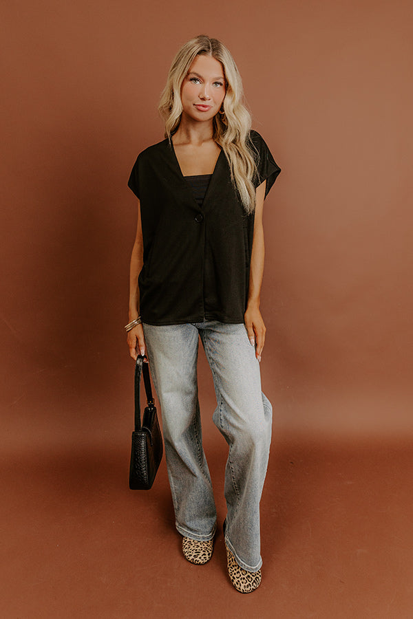 Chic Routine Oversized Vest Top in Black