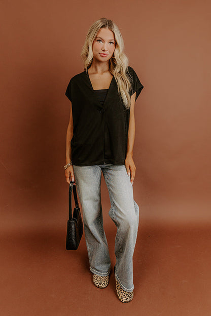 Chic Routine Oversized Vest Top in Black