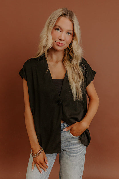 Chic Routine Oversized Vest Top in Black