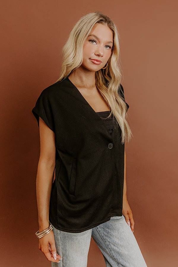 Chic Routine Oversized Vest Top in Black