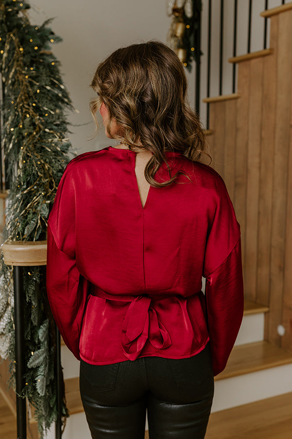 Kind Smile Satin Top in Wine