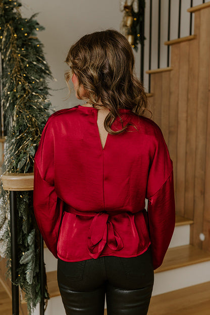 Kind Smile Satin Top in Wine
