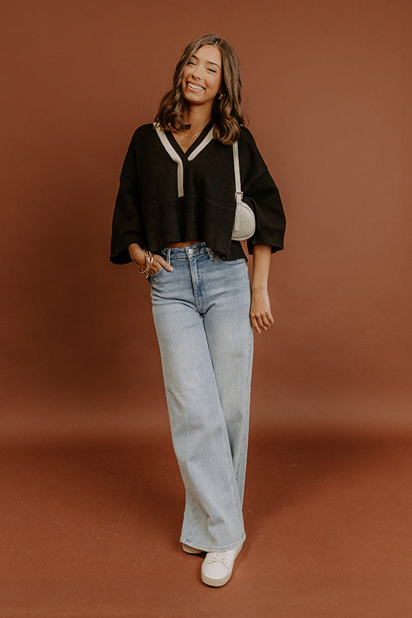 Midtown Charm Knit Top in Black