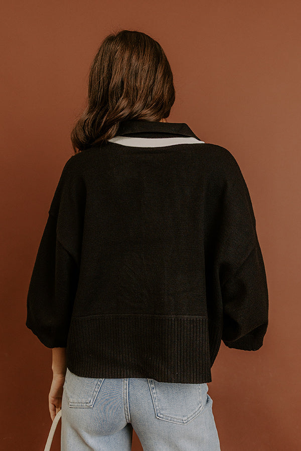 Midtown Charm Knit Top in Black