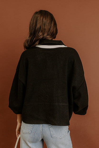Midtown Charm Knit Top in Black