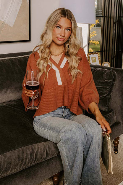 Midtown Charm Knit Top in Cinnamon