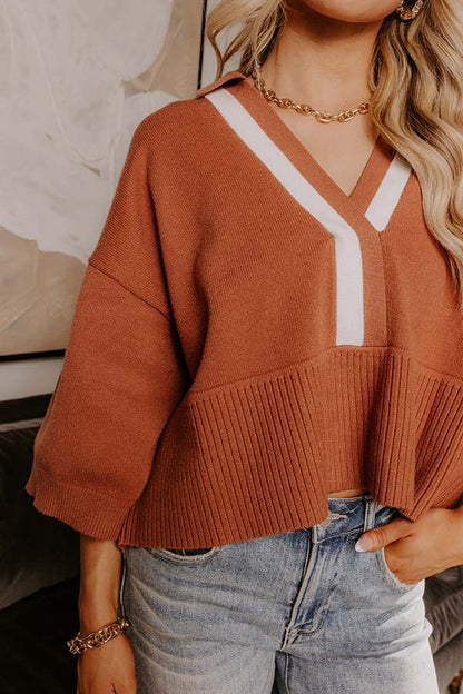 Midtown Charm Knit Top in Cinnamon