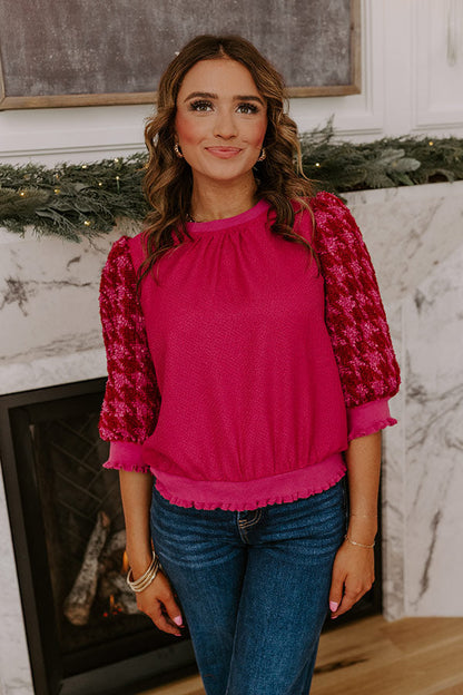 Toast To Fabulous Houndstooth Knit Top