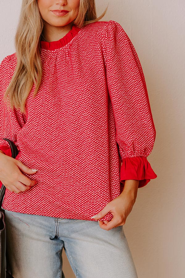 Holiday Chic Knit Top in Red