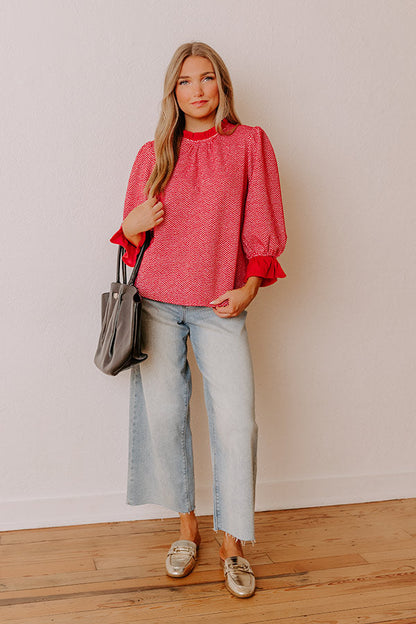 Holiday Chic Knit Top in Red