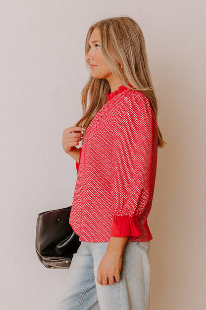 Holiday Chic Knit Top in Red