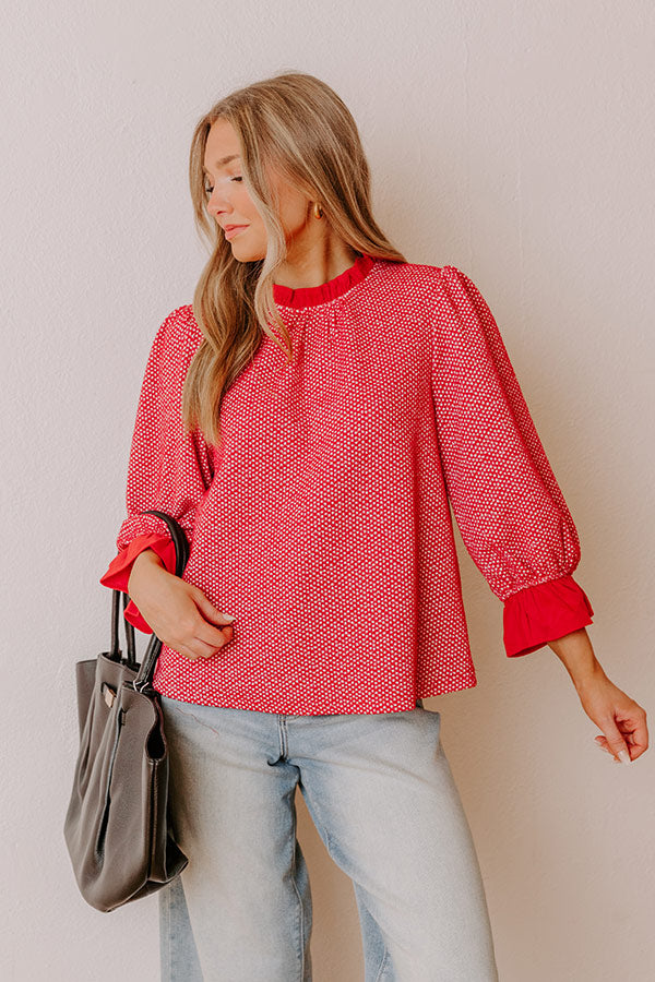 Holiday Chic Knit Top in Red