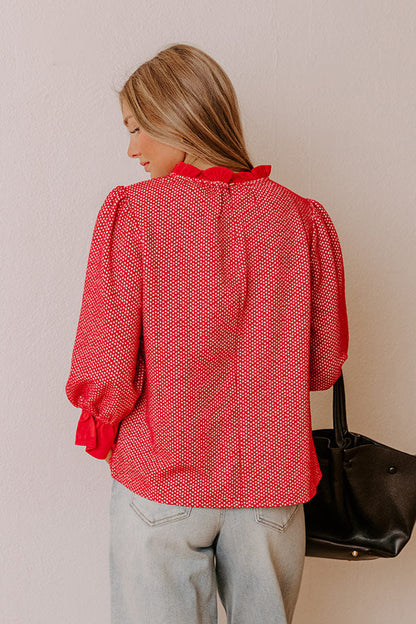 Holiday Chic Knit Top in Red