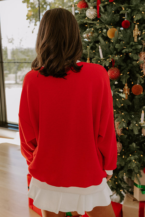 Merry Graphic Waffle Knit Long Sleeve Top