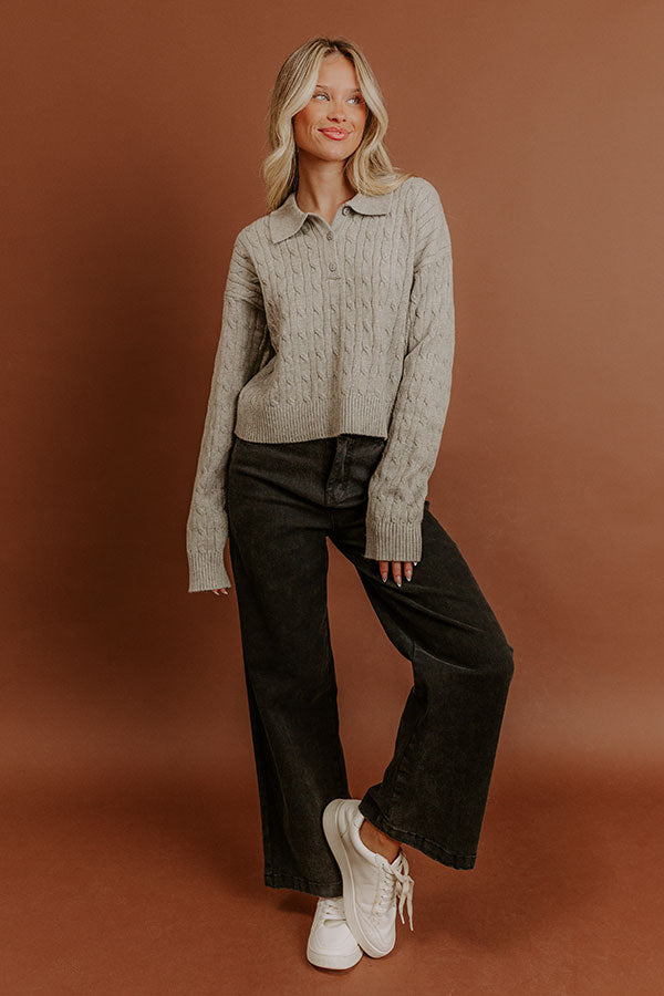 The Storyline Cable Knit Sweater Top in Grey