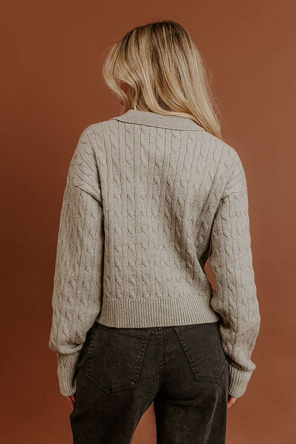 The Storyline Cable Knit Sweater Top in Grey