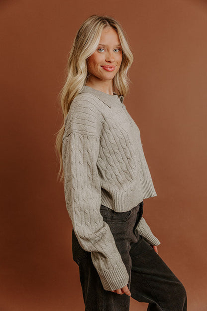 The Storyline Cable Knit Sweater Top in Grey