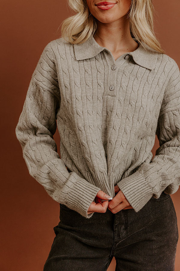 The Storyline Cable Knit Sweater Top in Grey