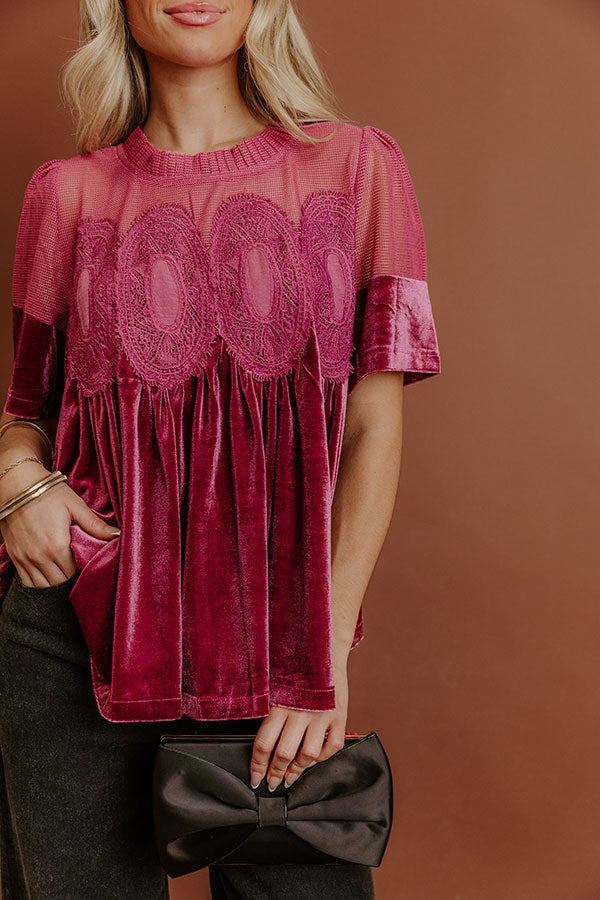 Delicate Daze Velvet Top in Vineyard Grape