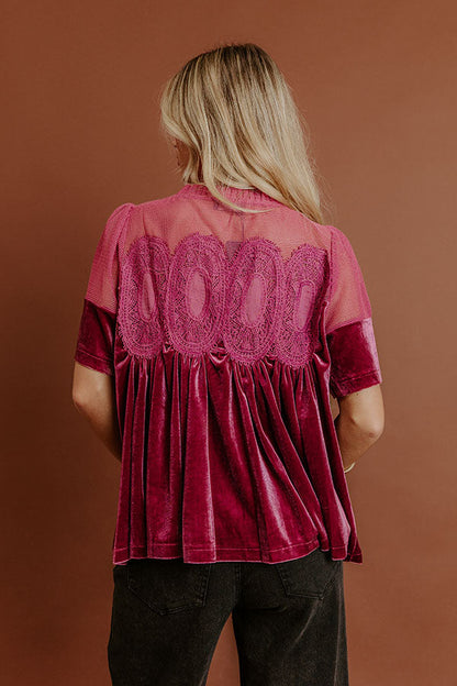 Delicate Daze Velvet Top in Vineyard Grape