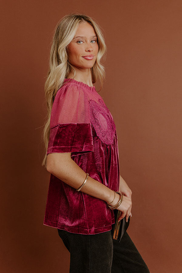 Delicate Daze Velvet Top in Vineyard Grape