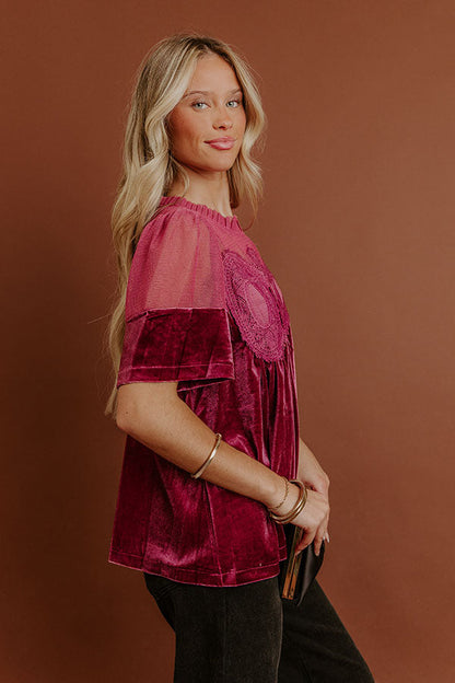 Delicate Daze Velvet Top in Vineyard Grape