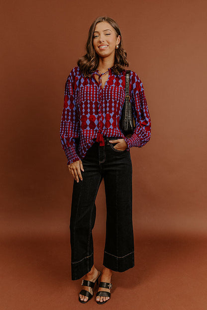 Soho Stroll Shift Top in Wine