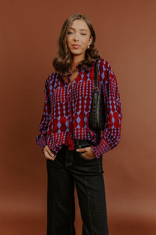Soho Stroll Shift Top in Wine