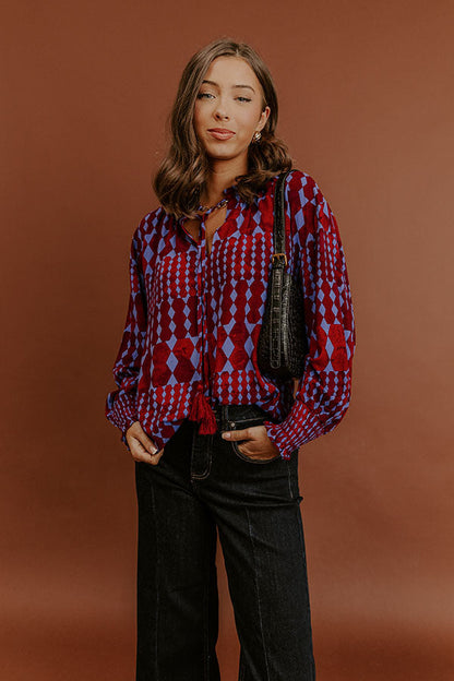Soho Stroll Shift Top in Wine