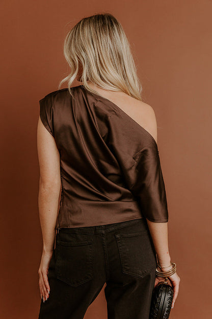 Darling Moment Asymmetrical Satin Top