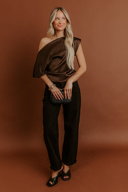 Darling Moment Asymmetrical Satin Top