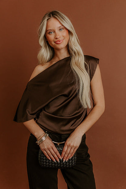 Darling Moment Asymmetrical Satin Top