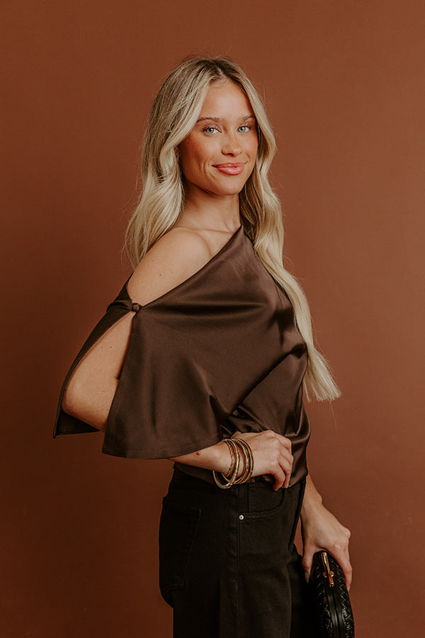 Darling Moment Asymmetrical Satin Top