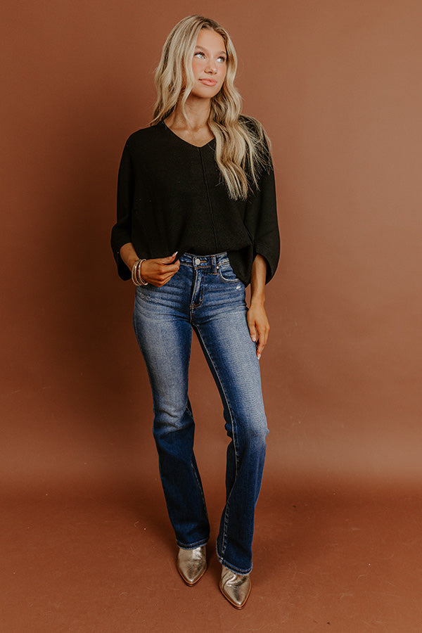 Bistro Vibes Knit Dolman Top in Black