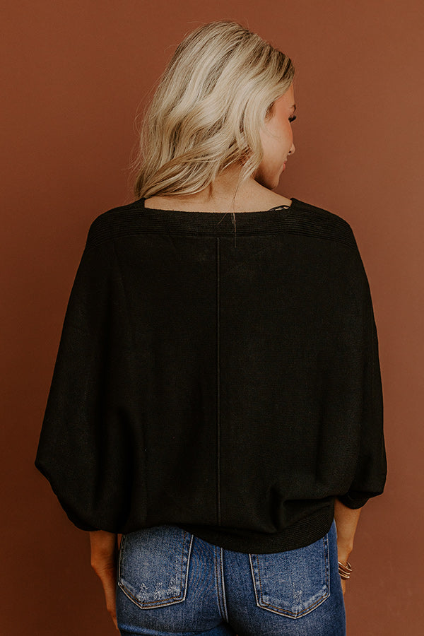 Bistro Vibes Knit Dolman Top in Black