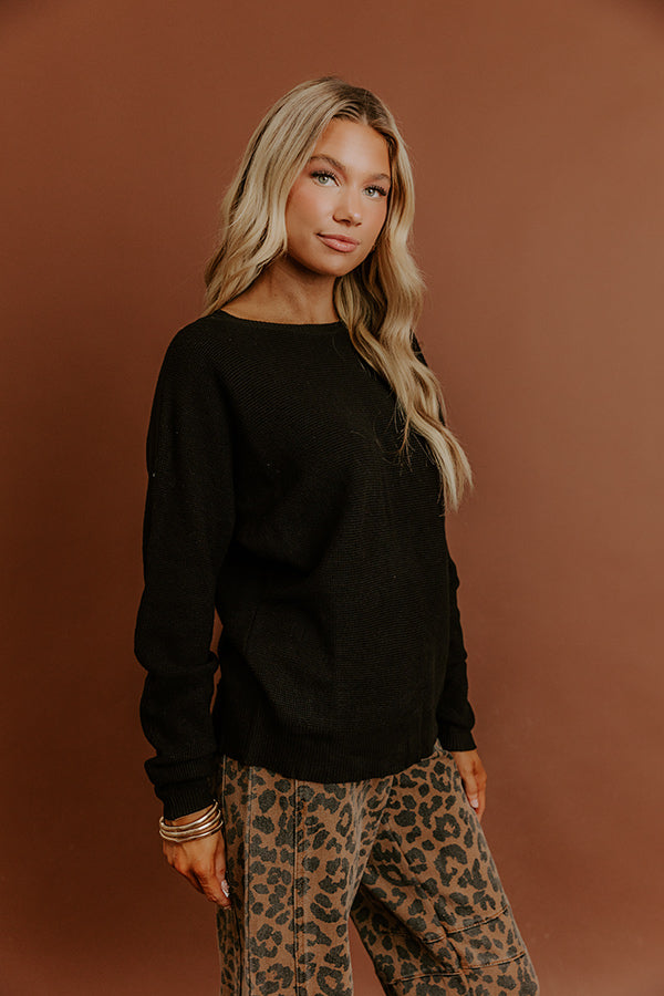Cozy Vibes Waffle Knit Top in Black