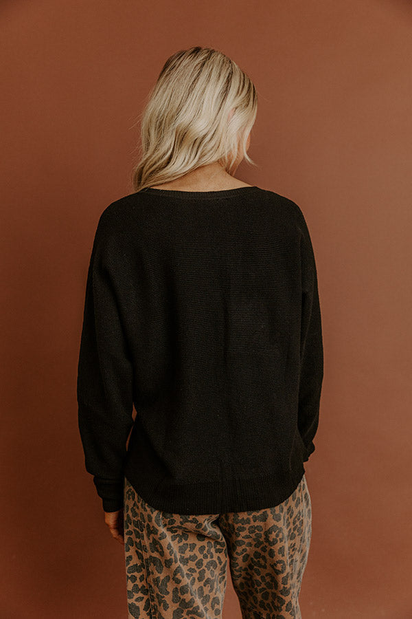 Cozy Vibes Waffle Knit Top in Black
