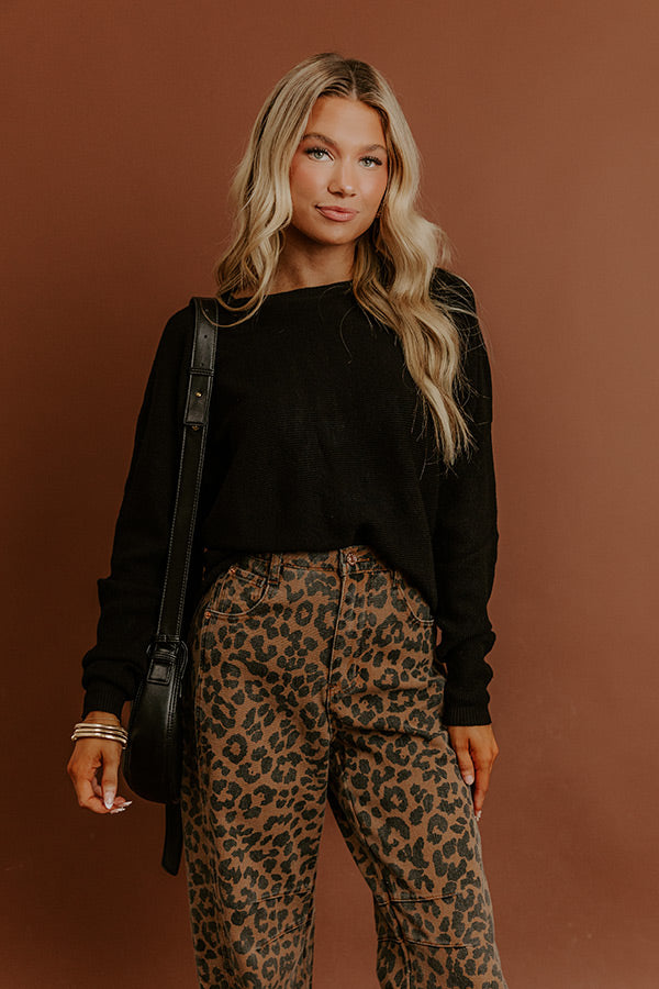 Cozy Vibes Waffle Knit Top in Black