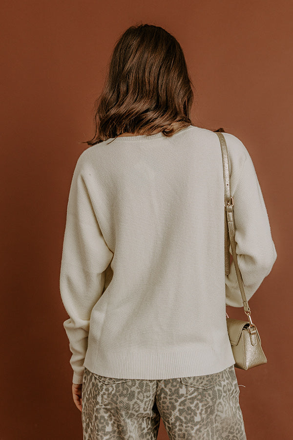 Cozy Vibes Waffle Knit Top in French Vanilla