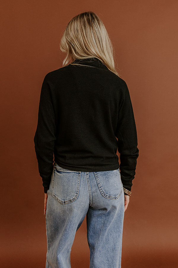 Cozy Hour Wrap Sweater Top in Black
