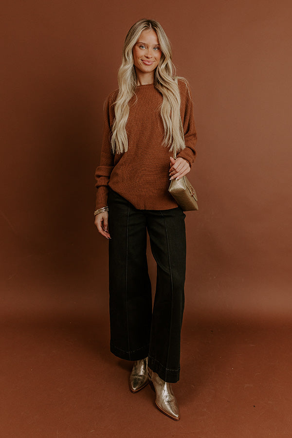 Cozy Vibes Waffle Knit Top in Chocolate