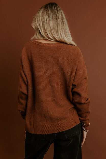 Cozy Vibes Waffle Knit Top in Chocolate