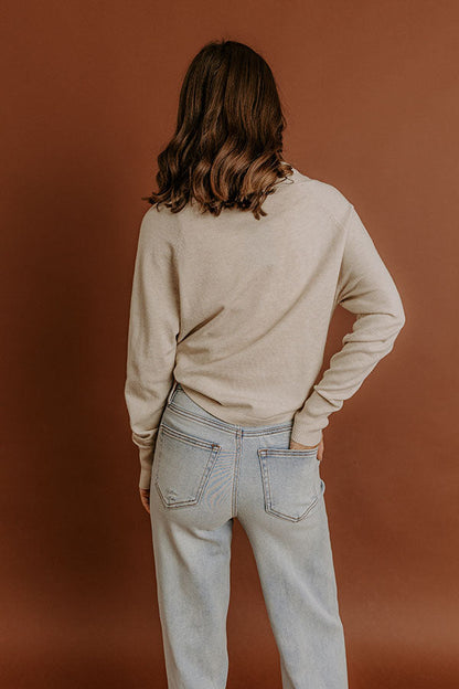 Cozy Hour Wrap Sweater Top in Oatmeal