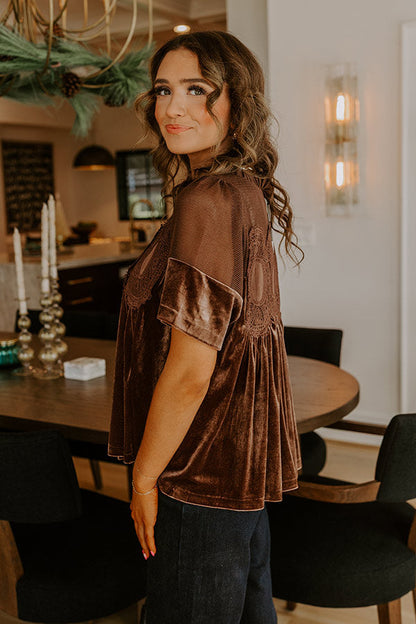 Delicate Daze Velvet Top in Chocolate