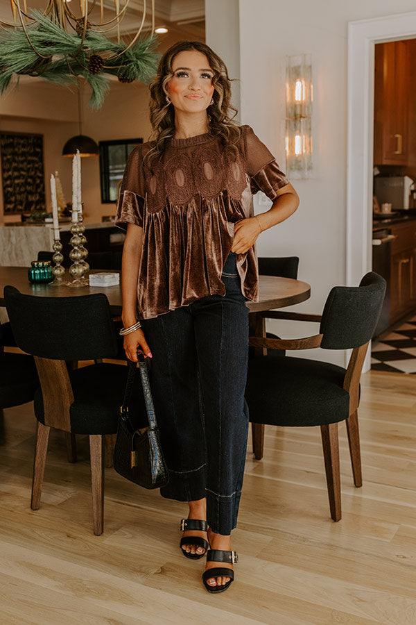 Delicate Daze Velvet Top in Chocolate