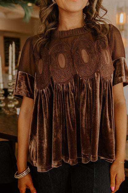Delicate Daze Velvet Top in Chocolate