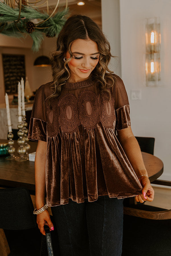 Delicate Daze Velvet Top in Chocolate